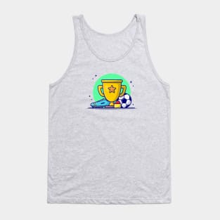 Soccer Sport Trophy with Soccer Ball and Shoes Cartoon Vector Icon Illustration Tank Top
